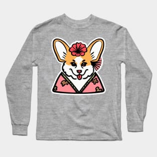 Geisha Corgi Dog Lover Welsh Long Sleeve T-Shirt